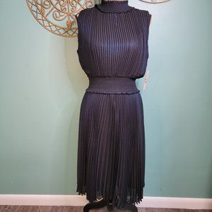 NANETTE LEPORA Pleaded Metallic Blue Dress